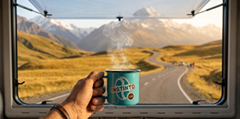 taza de instinto cafe con vistas a la ruta